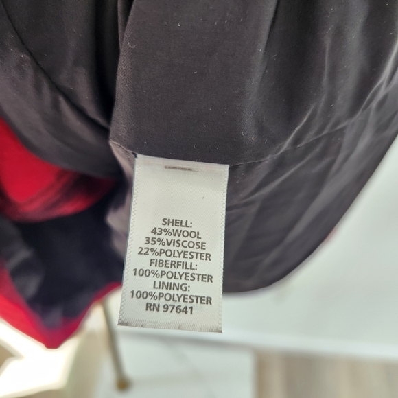 J. Jill Vest Womens XL Red Black Plaid Full Zipper Snap Button Wool Blend - Picture 6 of 7